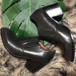 Jeffrey Campbell black leather heel booties